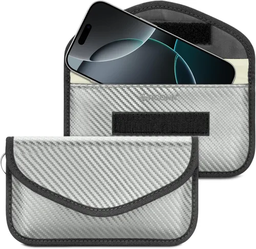 Vista 11 de TICONN Paquete de 2 Bolsas Faraday para Llavero, Protector de Jaula Faraday de 3.25"X4.75", Bloqueo de Señal RFID para Automóvil, Bolsa Antirrobo