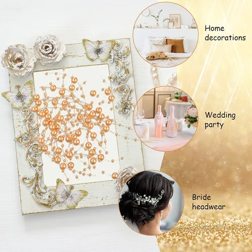 Vista 6 de Nuanchu 50 piezas de cadena de perlas artificiales para velas flotantes de 6 pulgadas, relleno de jarrón de perlas flotantes, centro de mesa