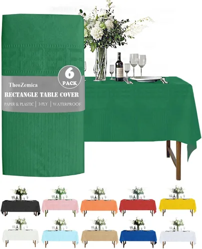 Vista 15 de Black Disposable Paper Tablecloth Rectangle 4 Pack, 54×108 Inch Waterproof 2 Ply Paper with Plastic Backing Party Table Cover for Halloween Events