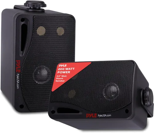 Vista 8 de Pyle Altavoz Bluetooth inalámbrico impermeable para exteriores, 3.5 pulgadas, par de 3 vías activo pasivo resistente a la intemperie, sistema