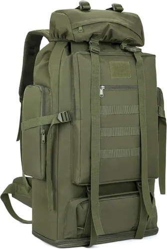 Vista 12 de Mochila impermeable que acampa que camina 70L/100L Molle mochila grande Daypack para viajar, Camuflaje del bosque
