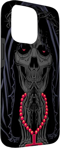 Vista 3 de iPhone 15 Pro Max Oraciones del Día de Muertos - Funda La Calavera Catrina Santa Muerte