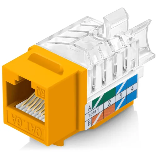 Vista 91 de Everest - Paquete de 50 conectores Keystone RJ45 Cat6 en ángulo de 45°, color blanco, conectores RJ45 hembra de perfil delgado, conector Keystone