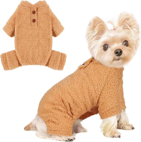 Vista 18 de Pijamas para perro, suéter de vellón para perro, ropa para cachorros lindos para perros pequeños, ropa de chihuahua, Yorkie, niña y niño, suéter