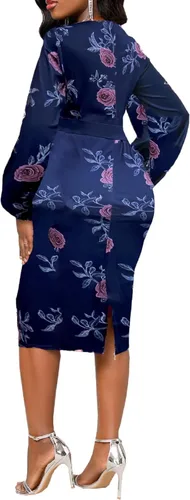 Vista 3 de Xinlees Vestidos elegantes para mujer, sexy, ajustado, manga larga, vestidos de negocios