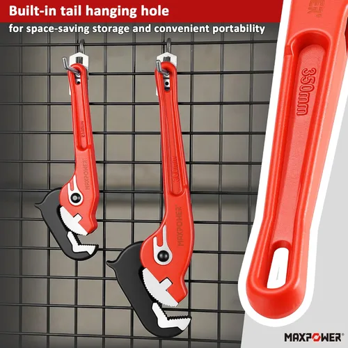 Vista 5 de MAXPOWER Llaves de tubo de 10 y 14 pulgadas, llave de tubo autoajustable de 2 piezas, llave de fontanería autoajustable rápida de agarre rápido