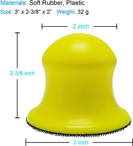 Vista 2 de Paquete de 2 bloques de lijado redondos de 3 pulgadas para discos de gancho y bucle de 3 pulgadas, ideal para restauración de muebles de madera