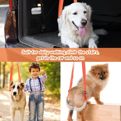 Vista 7 de Mixweer Arnés de soporte para perro para patas traseras, soporte de elevación trasera de perro con asa y correa para el hombro, soporte para patas