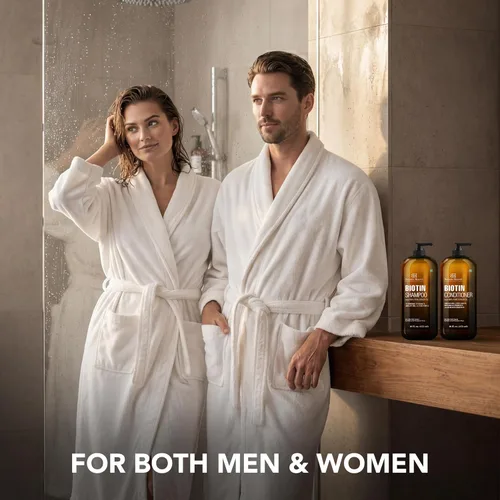 Vista 4 de Botanic Hearth Juego de champú y acondicionador de biotina, con aceite de jengibre y queratina para pérdida de cabello y adelgazamiento del cabello