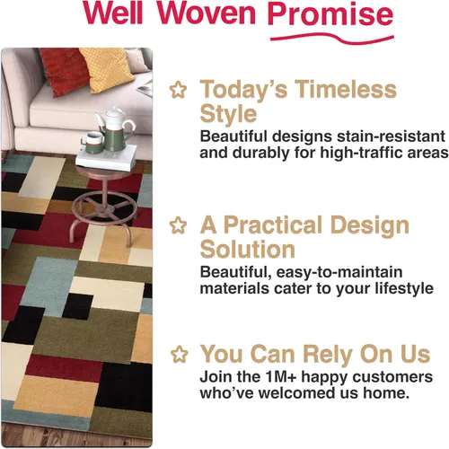 Vista 9 de Well Woven Barclay Collection - Alfombra ovalada de 5 x 7 pulgadas, color rojo río para sala de estar, dormitorio y comedor
