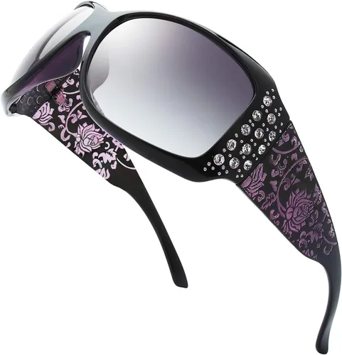 Vista 8 de The Fresh Gafas de sol clásicas de moda con diamantes de imitación de moda con caja de regalo