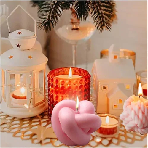 Vista 3 de 2 moldes de silicona para velas, molde de bola de hilo 3D y molde de vela de bola de nudo para hacer velas, jabones, cera, molde de resina