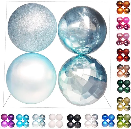 Vista 64 de Emopeak 24 bolas decorativas para árbol de Navidad, 4 estilos inastillables, decoración de árbol de Navidad, esferas colgantes para decoración