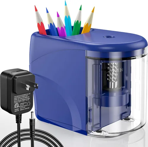 Vista 9 de Sacapuntas Eléctrico de Servicio Pesado con Cuchilla Helicoidal Operado por USB/Batería para Lápices No.2/ (6-8mm) con Parada Automática y Cepillo
