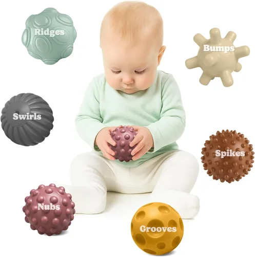 Vista 15 de Bolas sensoriales – Juguetes Montessori, múltiples texturas para niños pequeños, juguetes sensoriales para bebés de 1 a 3 años, bolas de bebé que