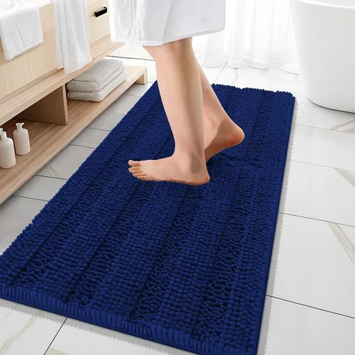 Vista 89 de OLANLY Alfombras de Baño Gruesas de 47 x 20 pulgadas, Extra Suaves Absorbentes de Chenilla a Rayas, Respaldo de Goma, Lavables y Secables a Máquina