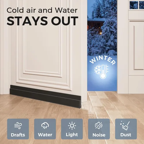 Vista 2 de GroTheory - Juego de 2 topes para puerta, bloqueador de corrientes de aire para parte inferior de puertas, contra el clima, bloqueador de ruido