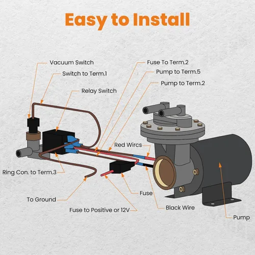 Vista 5 de maXpeedingrods 28146 Kit de bomba de vacío eléctrica de 12V, bomba de vacío del servofreno, bomba de vacío eléctrica de 18" a 22" para freno