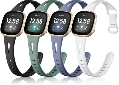 Vista 16 de Ouwegaga Compatible con Correas Fitbit Versa 4 para Mujer/Sense 2/Sense/Versa 3 para Hombre, Correa Deportiva delgada de silicona suave Compatible