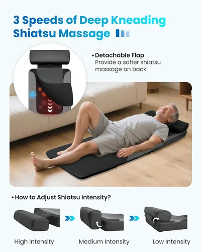 Vista 5 de COMFIER FSA - Alfombrilla de masaje de cuerpo completo con calor, masajeador de espalda Shiatsu elegible para aliviar el dolor, amasamiento