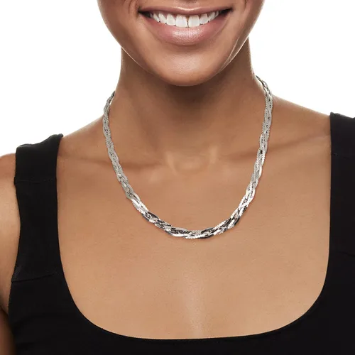 Vista 2 de Ross-Simons Collar de cadena trenzada de plata esterlina italiana, Plata esterlina, no conocido