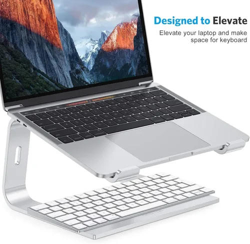 Vista 4 de OMOTON - Soporte desmontable de aluminio para laptop en escritorio, compatible con MacBook Air, Pro, Dell, HP, Lenovo y todas las laptops