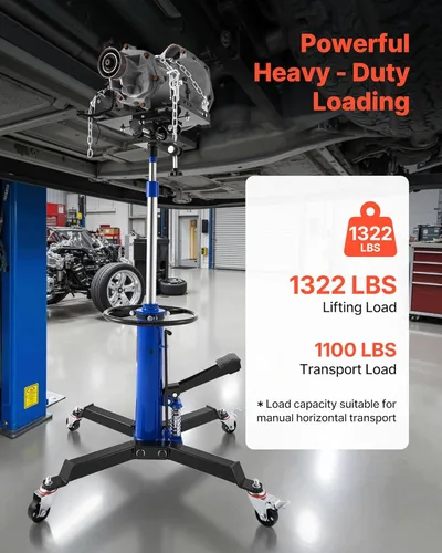 Vista 3 de VEVOR Gato de Transmisión Hidráulico de 2 Etapas, Capacidad de 599 kg / 0.6 Toneladas, Altura de Elevación de 88.1-176 cm, Gato de Transmisión