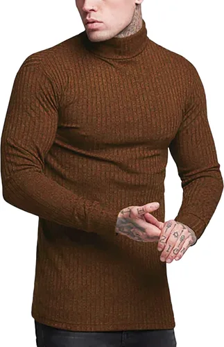 JoZorro Camisetas de cuello alto para hombre, suéter de manga larga de algodón de alta calidad para hombre