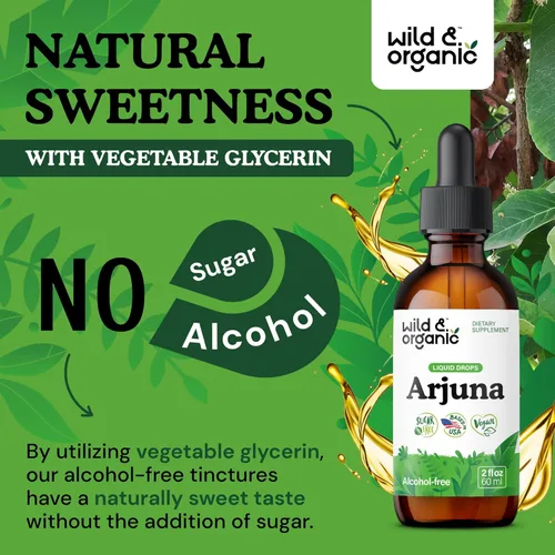 Vista 6 de Wild & Organic Tintura de extracto de corteza de Arjuna - Soporte antioxidante - Suplemento de extracto de Terminalia Arjuna - Añadir al té