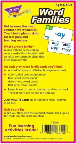 Vista 5 de Trend Enterprises: Word Families - Tarjetas didácticas de habilidades, tarjetas ricas en contenido para practicar y dominar, ideal para desarrollar