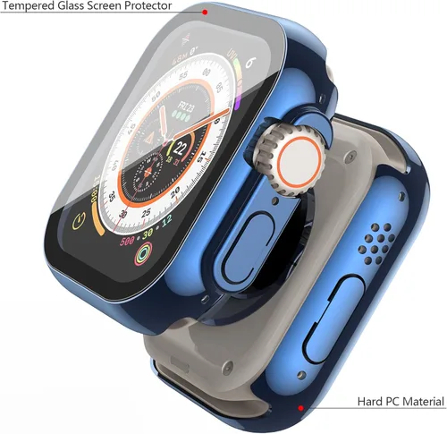 Vista 4 de Misxi - Juego de 2 fundas rígidas de policarbonato y protector de pantalla de vidrio templado compatibles con Apple Watch Ultra 3 (2025) / Ultra 2