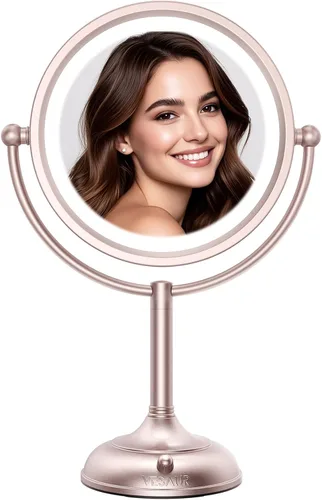 Vista 11 de Espejo de maquillaje profesional grande de 8.5 pulgadas con luces más brillantes, espejo de aumento 1X/10X True HD con 3 luces regulables