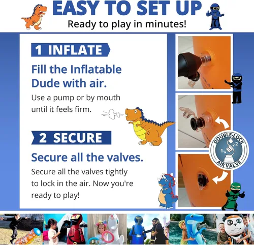 Vista 8 de Bolsa J&A's Inflatable Dudes, ninja de 47 pulgadas, saco para golpear, saco de boxeo, juguete inflable, vinilo de calidad superior, base lista