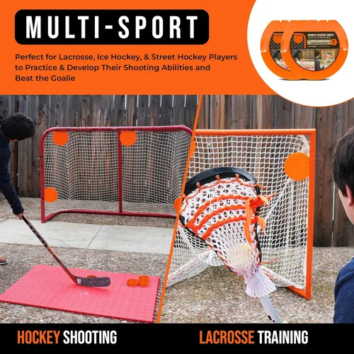 Vista 5 de Top Shelf Targets Paquete de 4 objetivos magnéticos de hockey y lacrosse, 8 pulgadas, naranja