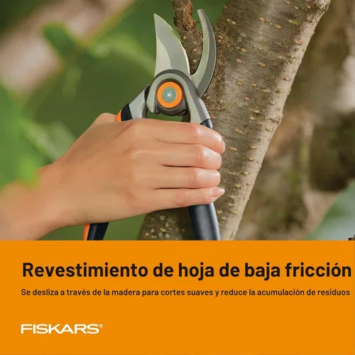 Vista 3 de Fiskars - Tijeras bypass de podar, podadora con capacidad de corte de 1 pulgada, con Softgrip, hoja de acero afilada y resistente al óxido que se