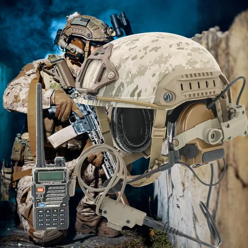 Vista 6 de HEARFALCOM Auriculares tácticos Comta III Casco táctico Adaptador de riel ARC Edición no militar Cancelación de ruido Pickup Auriculares de disparo