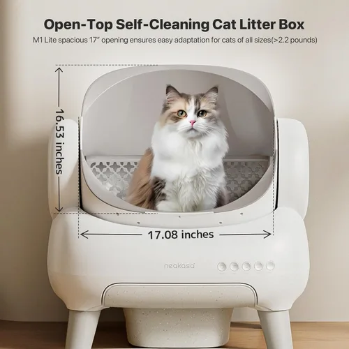 Vista 3 de Neakasa M1 Plus Lite - Caja de arena para gatos autolimpiante con parte superior abierta, caja de arena automática para gatos con control
