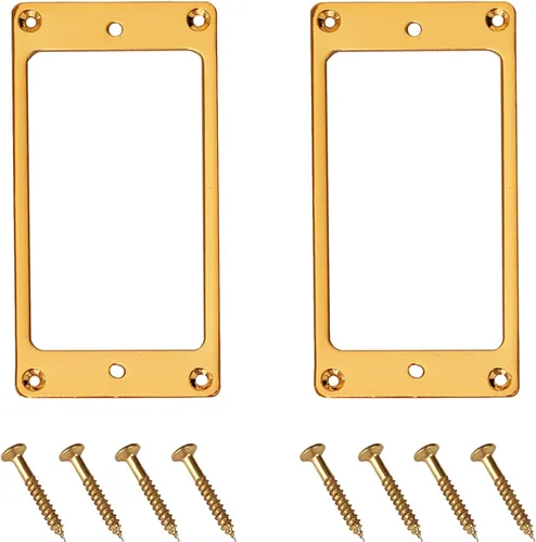 Vista 7 de 2 piezas Yootones Humbucker metal de repuesto para anillo de recogida compatible con guitarras eléctricas LP/SG (plateado)