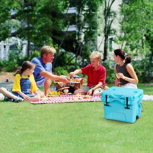 Vista 2 de Goplus 16 Quart Cooler, 24-Can Capacity Ice Chest with 2 Cup Holders, 3-5 Days Ice Retention, Portable Insulated Ice Box for Camping, Fishing