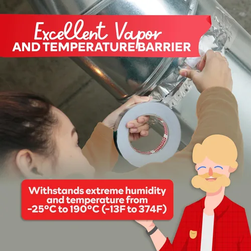 Vista 5 de XFasten Cinta de aluminio para conductos de 1 pulgada de ancho, (paquete de 3) 3.6 mil de alta resistencia al calor, cinta de papel de aluminio