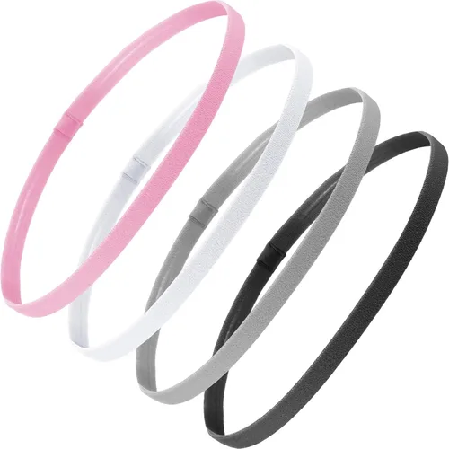 Vista 9 de 4 piezas de diademas elásticas deportivas gruesas antideslizantes para el cabello para mujeres y hombres