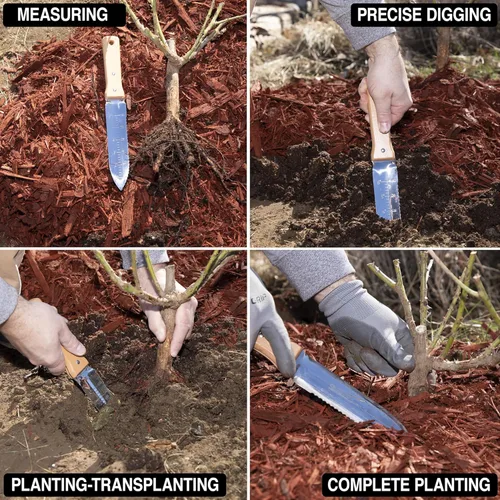 Vista 2 de Grampa's - Cuchillo de jardín versátil de 7 pulgadas Hori Hori con hoja de acero recta y dentada. Herramienta de mano de jardín resistente