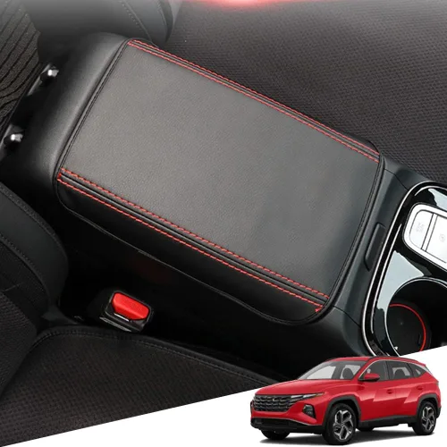 Vista 14 de Great-luck Funda de cuero para consola central con protector de reposabrazos y accesorios (costuras negras) para Nissan Rogue