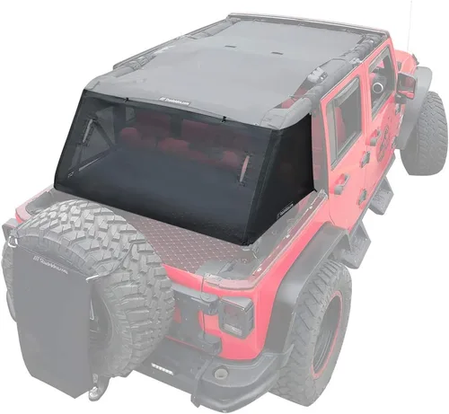 Vista 73 de Shadeidea - Parasol para vehículo Jeep Wrangler JK (2007-2018) de 2 puertas, delantero y trasero, pantalla de malla color negro, cubierta