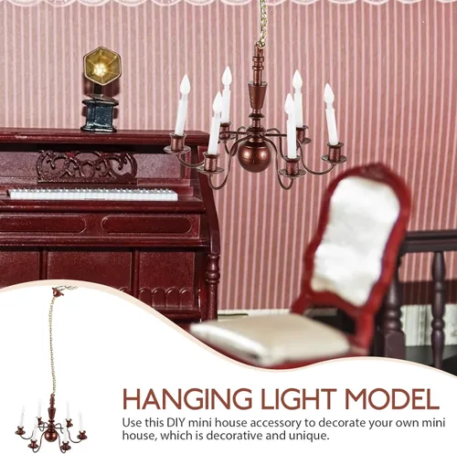 Vista 3 de GANAZONO Lámpara de techo en miniatura para casa de muñecas, mini lámpara de techo, decoración para casa de muñecas Accesorios de decoración