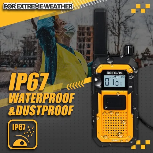 Vista 3 de Retevis Walkie Talkies RB48 con auricular, estándares Mil-810H, radios bidireccionales resistentes al agua, llamada de vibración, 2000 mAh, NOAA