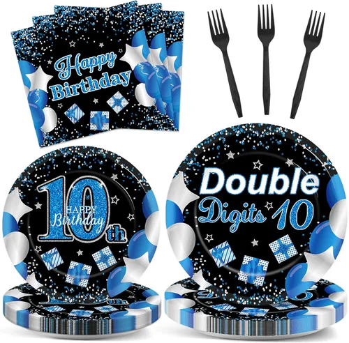 Vista 53 de 100 piezas de platos y servilletas para fiesta de construcción con temática de camiones de construcción, suministros de decoración para fiesta