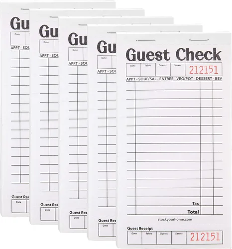 Vista 14 de Stock Your Home Libros azules de cheques de invitados para servidores (paquete de 10) bloc de notas de servidor, cuaderno de cheques de camarero