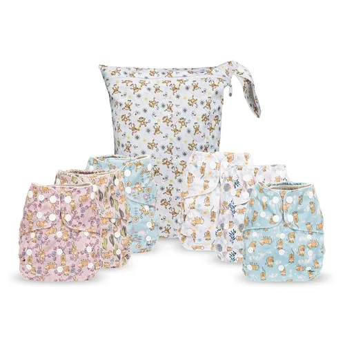 Vista 12 de Simple Being Pañales de tela reutilizables, doble refuerzo, talla única, lavables, suaves, absorbentes, impermeables, ecológicas, unisex, para bebé