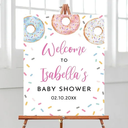 Vista 13 de Letrero de bienvenida para baby shower de aventura espera, cartel de viaje para baby shower